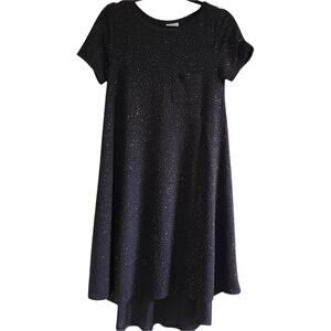 LuLaRoe Carly Hi-Low Black Sparkle Swing Dress Size X-Small
